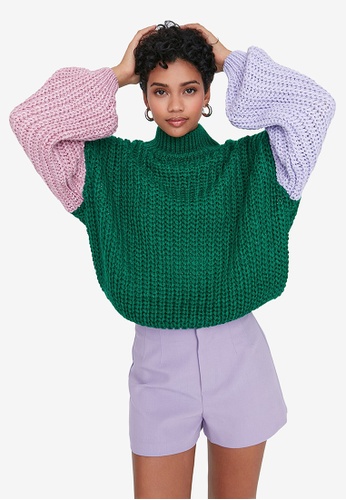 Trendyol green Colorblock Sweater 07620AAA4012EFGS_1
