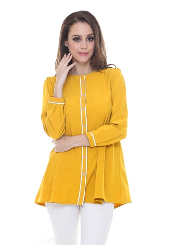Rina Nichie Basic gold Melina Top Office Wear in Gold C6F1EAA728929DGS_1