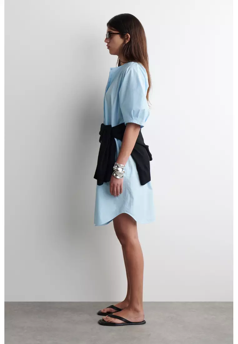 PUFF-SLEEVE COTTON MINI DRESS