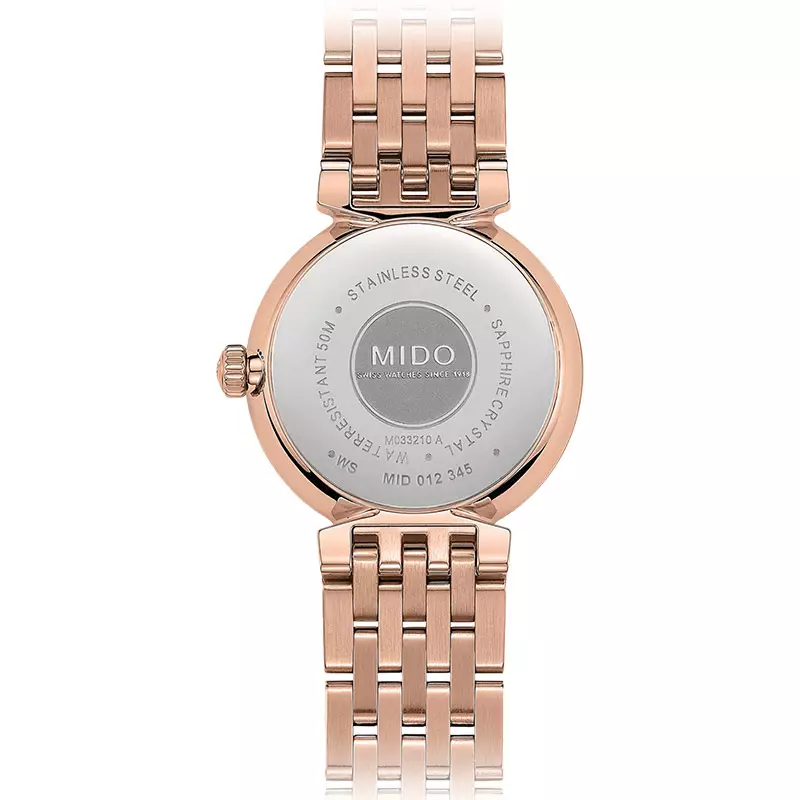 Jam Tangan Wanita MIDO Dorada M033.210.33.031.00 Silver Dial Rose Gold Stainless Steel Strap