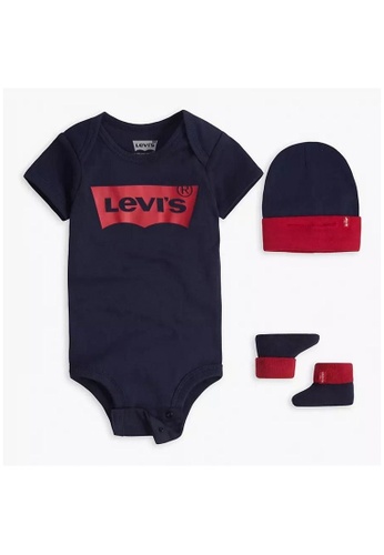 Levi's blue Levi's Boy Newborn's Batwing Logo Bodysuit, Beanie & Bootie Set (0 - 6 Months) - Dress Blue 1D526KA27979D2GS_1
