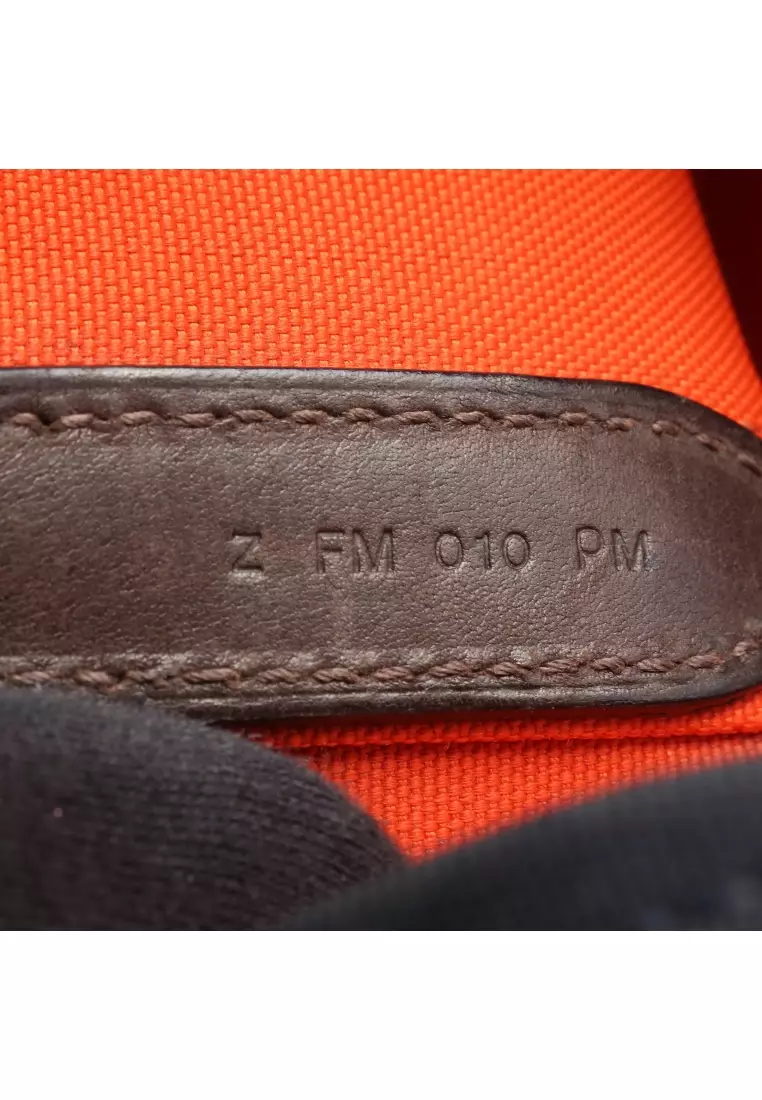 Pre-Loved Hermès  SAC DE PANSAGE groom Handbag tote bag toile military toile chevron Navy Dark brown silver hardware 2WAY Z stamp