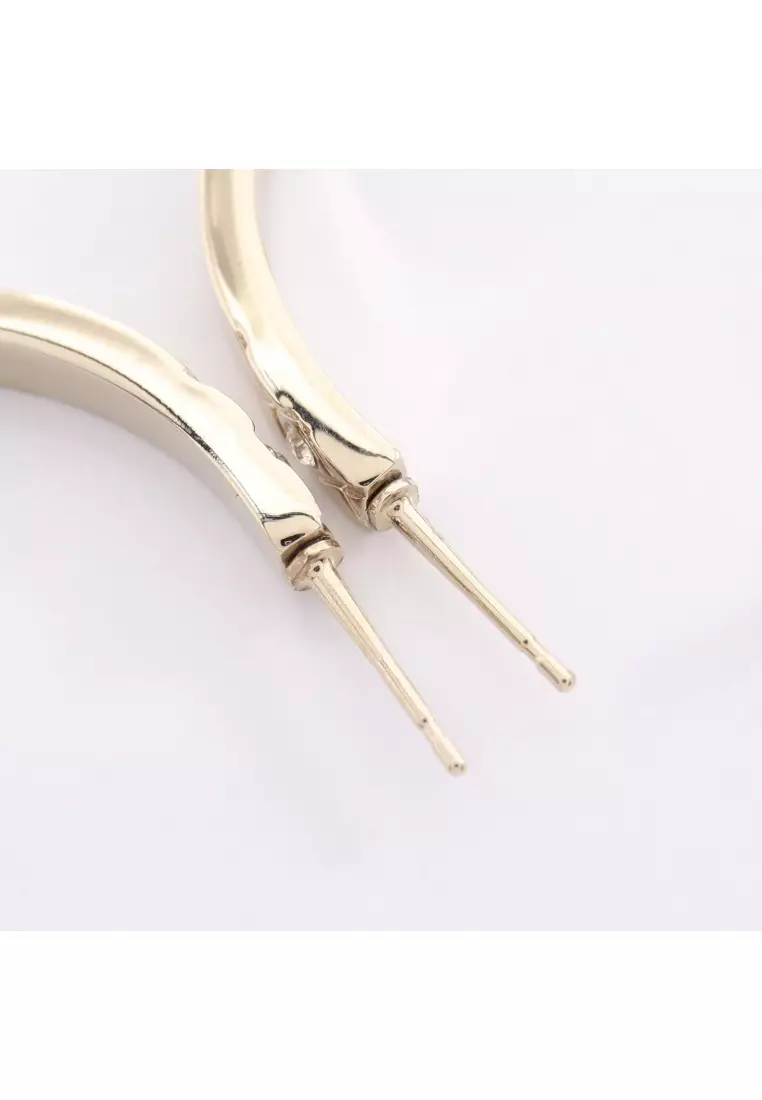 Chanel Pre-Loved Chanel coco mark hoop earrings GP Rhinestone gold 