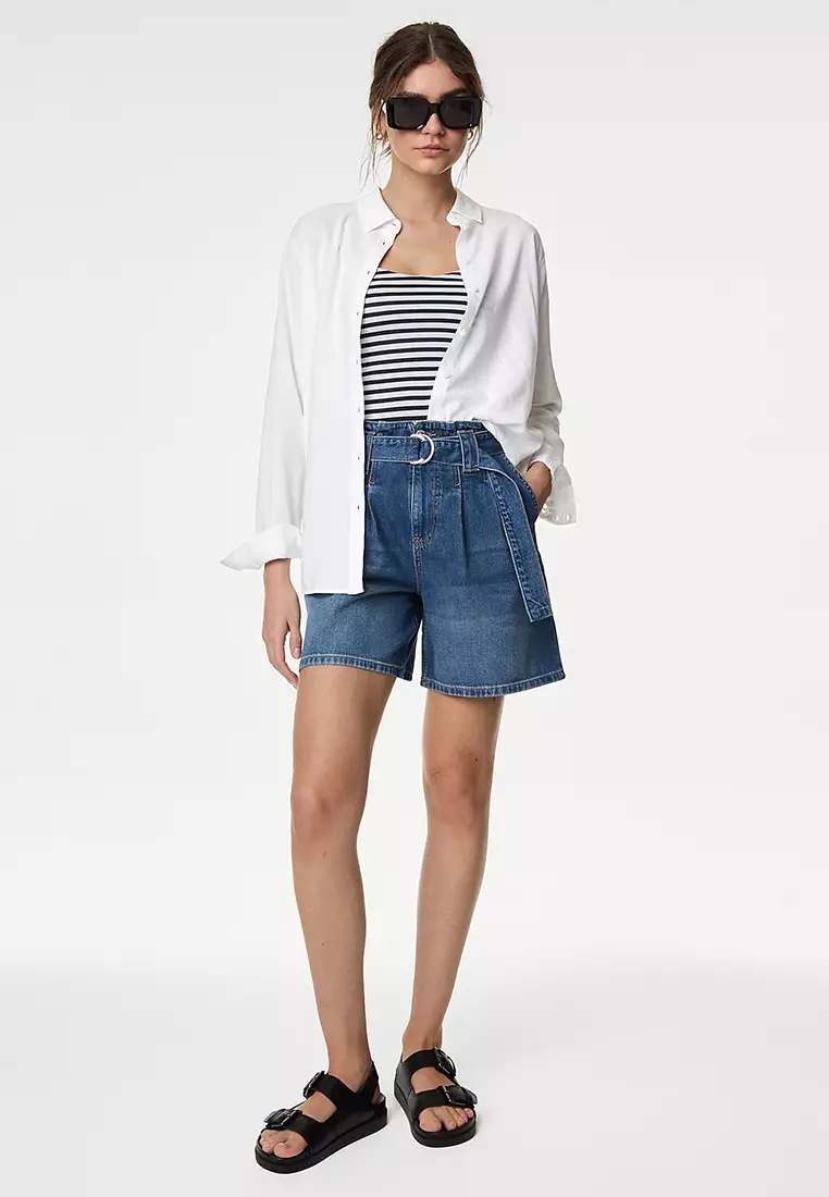 Linen Blend Collared Relaxed Shirt