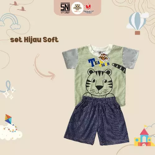 Little J - Setelan Stripe Tiger / Setelan Anak Cowok Motif Printing / Setelan Anak Murah Harian Usia 1 - 5 Tahun SNI