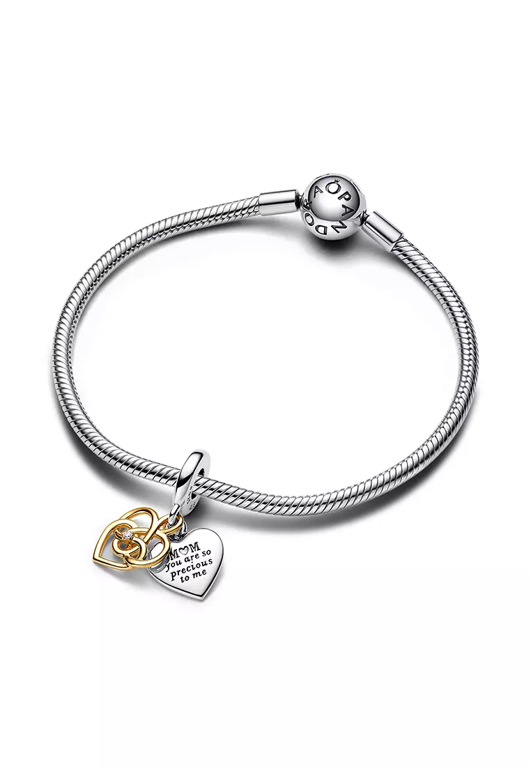 Lab-grown Diamond Engravable Mom Double Dangle Charm