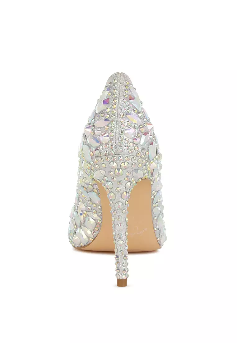 Diamante & Rhinestone Embellishments Pumps in Silver