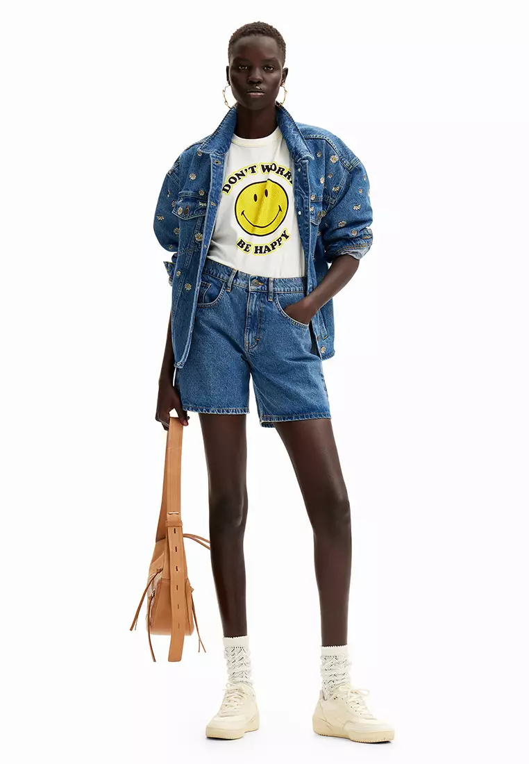 Desigual Woman Rhinestone Smiley Originals ® T-shirt.