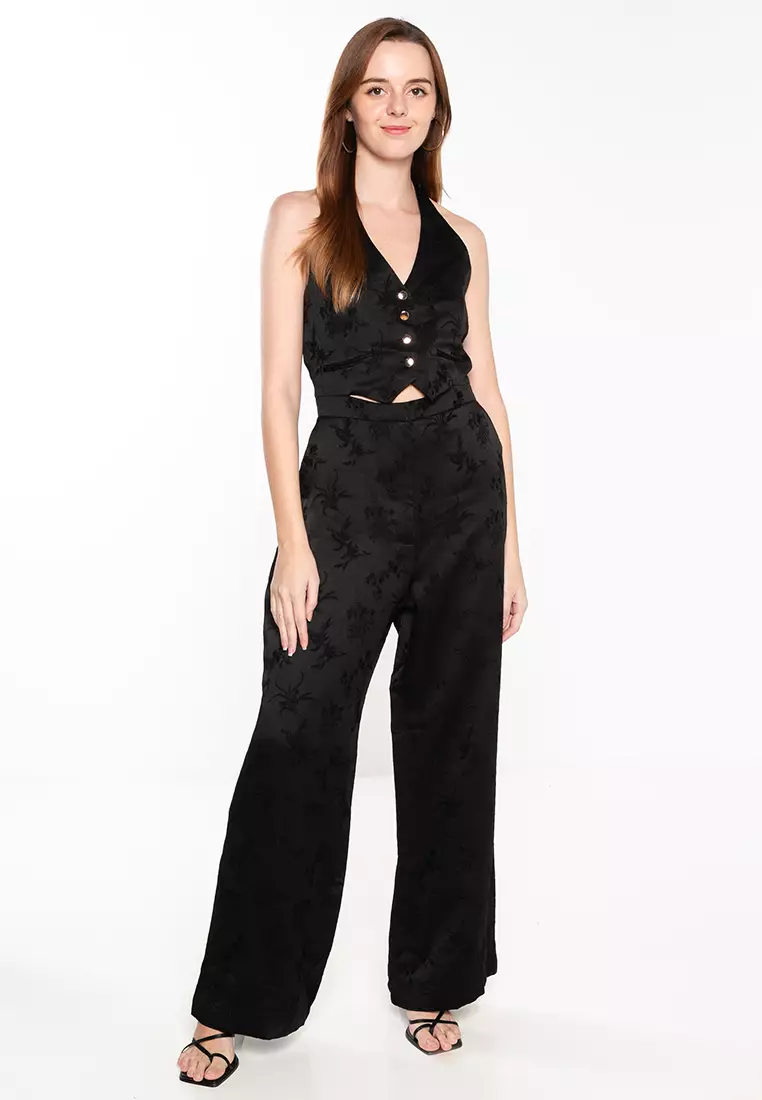 Zara black floral jumpsuit new arrivals
