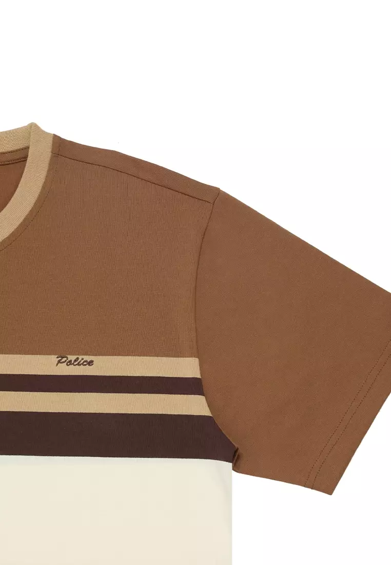 POLICE T-Shirt Salur Bordir Cotton Premium Tebal Pria