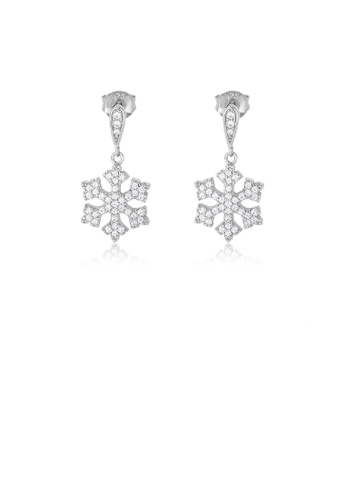 Glamorousky white 925 Sterling Silver Fashion Brilliant Snowflake Earrings with Cubic Zirconia 891DCACE87F9A8GS_1