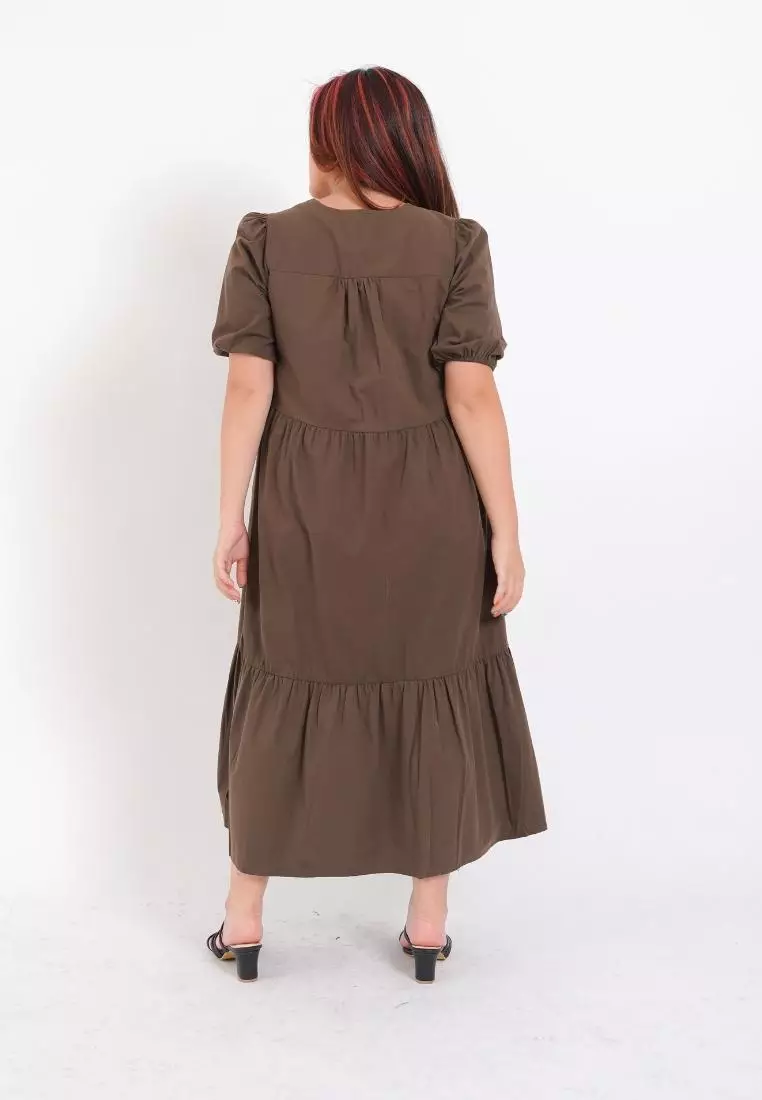 Plus Size Long Dress Elyca Olive