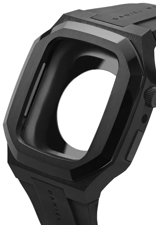 Switch Balck 40mm - Smart watch case for Apple watch series 4, 5, 6 & SE - Stainless steel case with rubber strap -DW OFFICIAL
