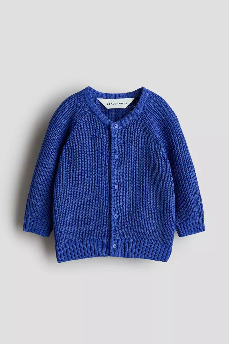 Patent-knit cotton cardigan