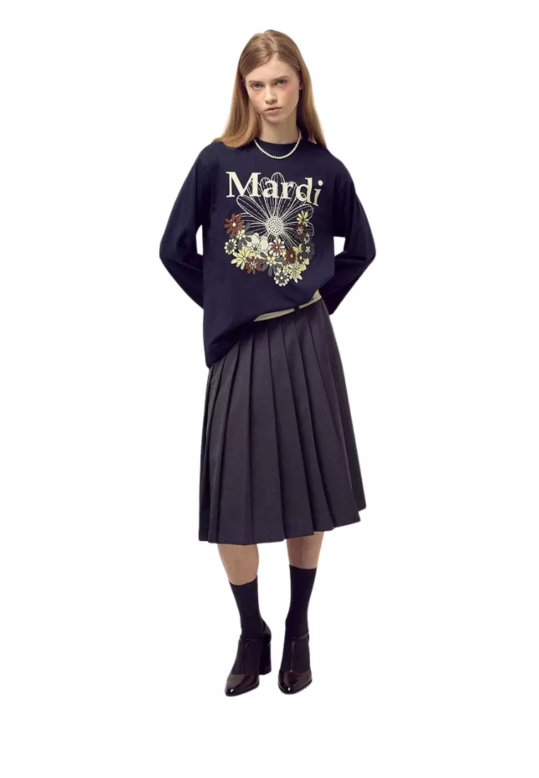 Tshirt Long Sleeve Flowermardi Jardin - Navy Ivory
