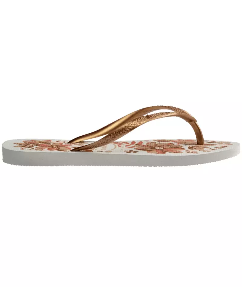 [ONLINE EXCLUSIVE] Havaianas Slim Organic White/Golden - Sandal Wanita