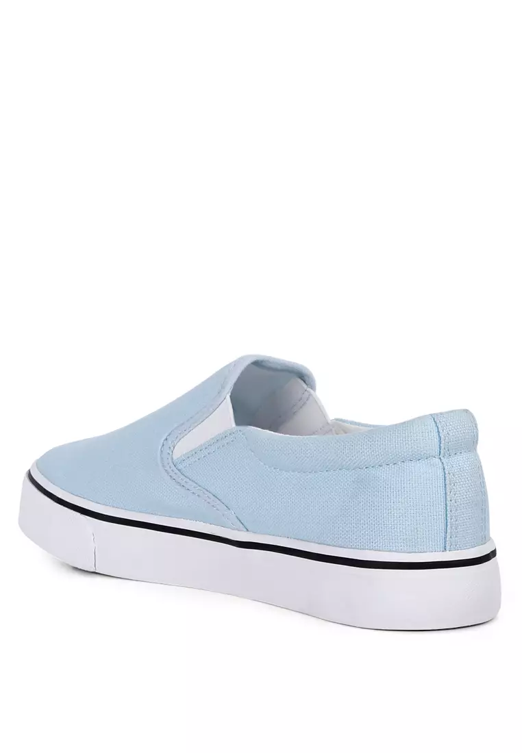 Light Blue Slip On Canvas Sneakers
