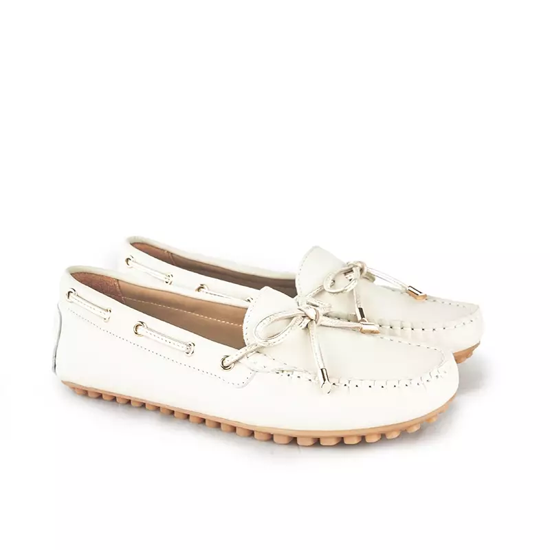 Sepatu Casual Wanita Loafer Moccasin Gino Mariani Estelle 1 Bone White