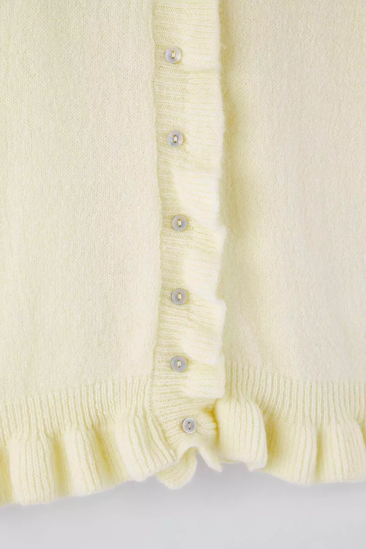 Yellow Button & Flounce Detailed Soft Texture Knitwear Cardigan