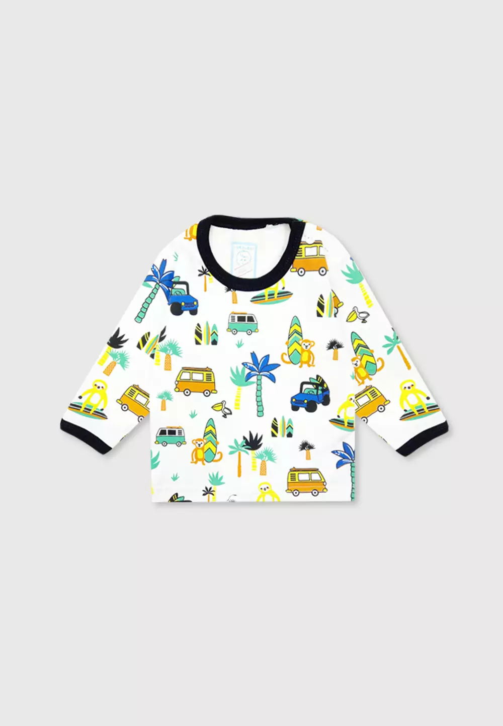 Wakakids Piyama Bayi Laki Laki Setelan Baju Tidur Anak Usia 0 Bulan Hingga 6 Bulan Holiday Full Printing 4087 Hitam