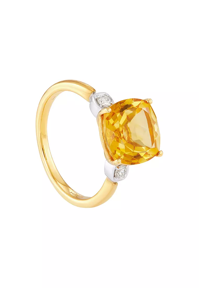 HABIB Cushion Cut Citrine and Diamond Ring in 375/9K Yellow and White Gold 260490321(R)