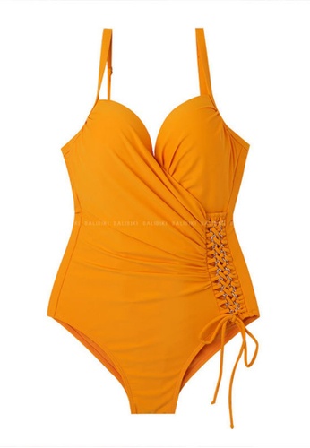 LYCKA orange LNN1213 Korean Lady One Piece Swimwear Orange A3157US281EC99GS_1