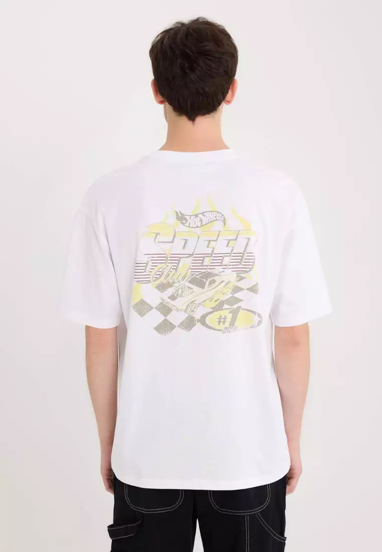 Hot Wheels Boxy Fit Crew Neck Back Printed Short Sleeve T-Shirt