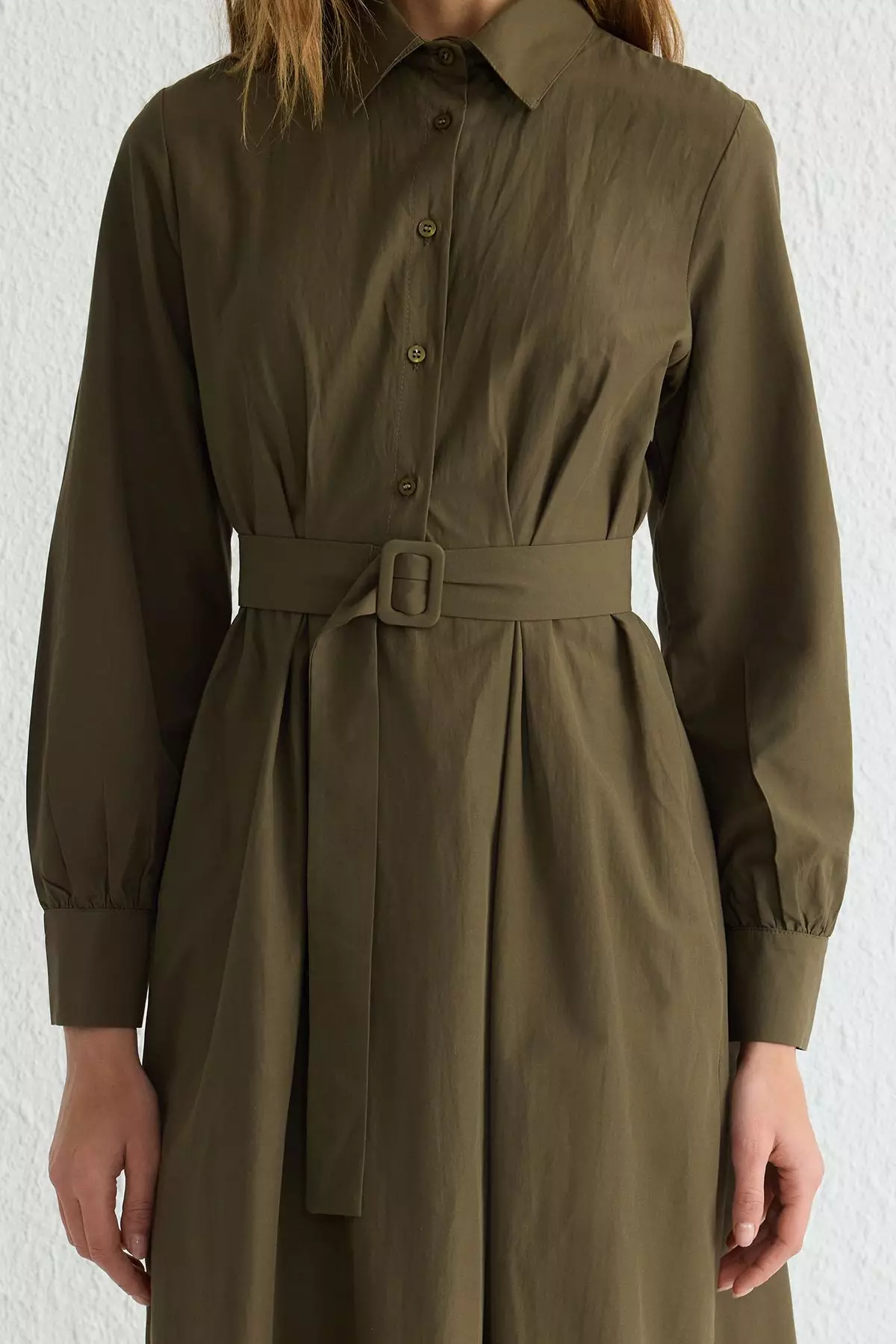 Collared Belted Woven Dress