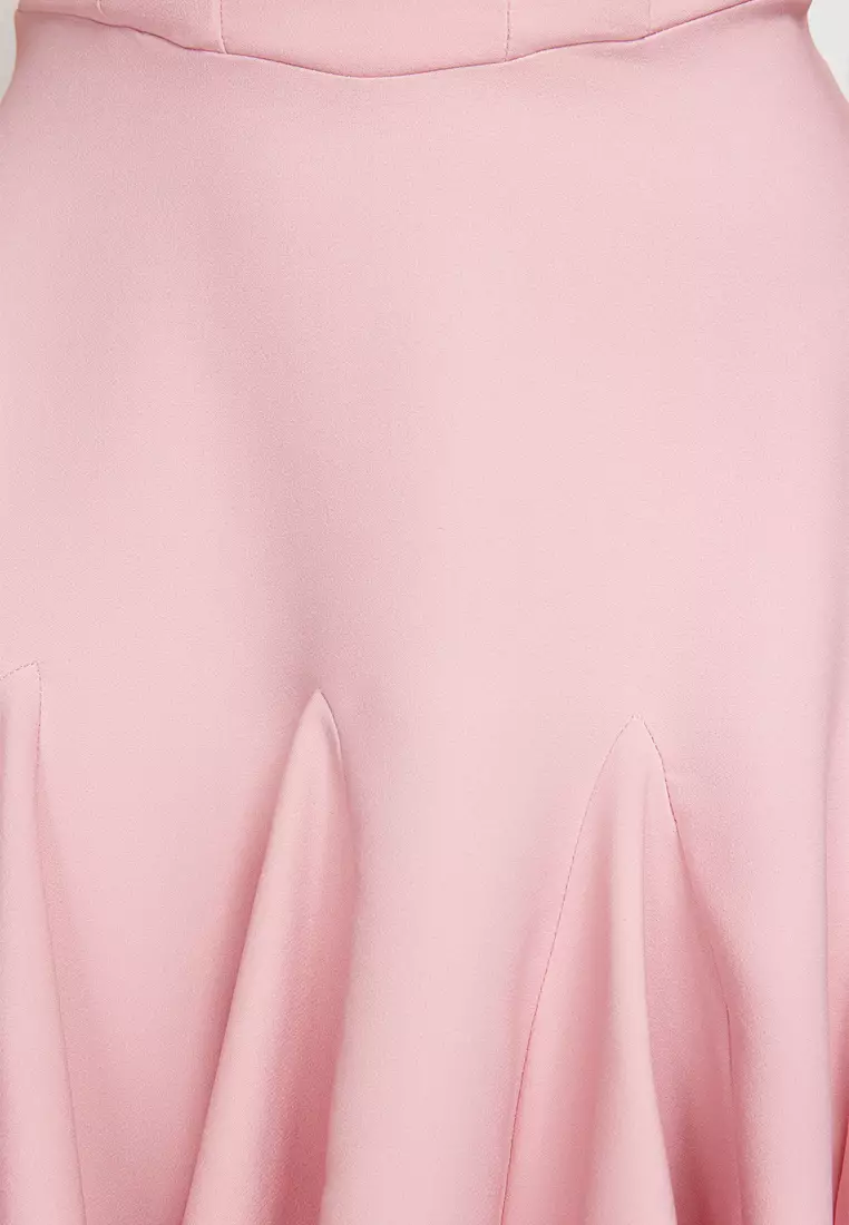 A-Line Lined Corset Detailed Piping Short Elegant Evening Dress