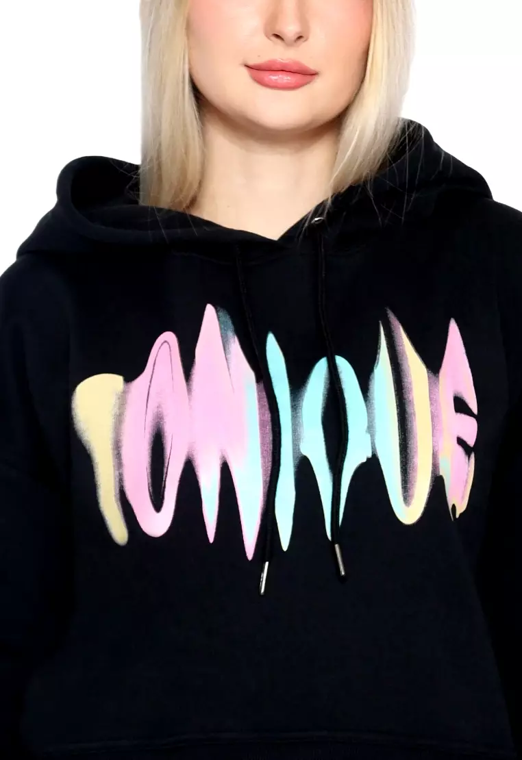 TONIQUE Hoodie Wanita Crop Katun Hitam SOPHIA Women's Regular Fit Cotton Crop Hoodie Black