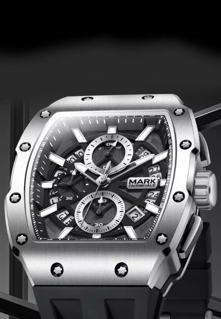 Unisex Barrel Shape Alloy Quartz Watch, 44mm, Rubber Strap