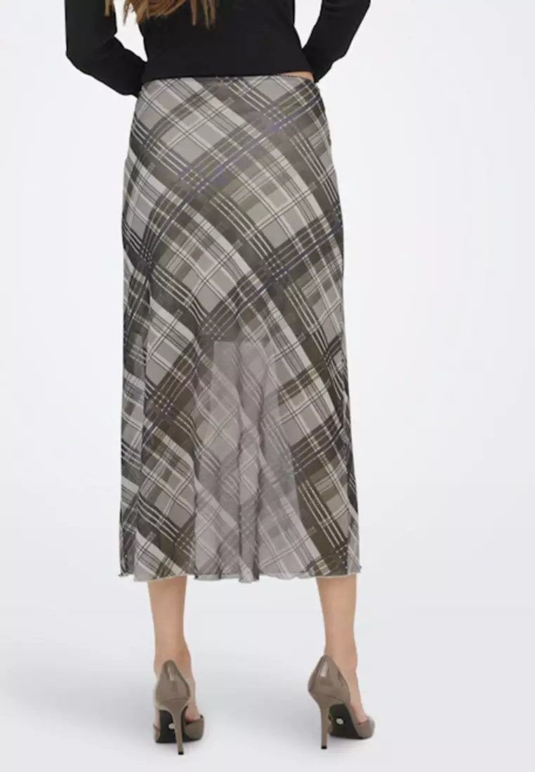 Checked Mesh Skirt