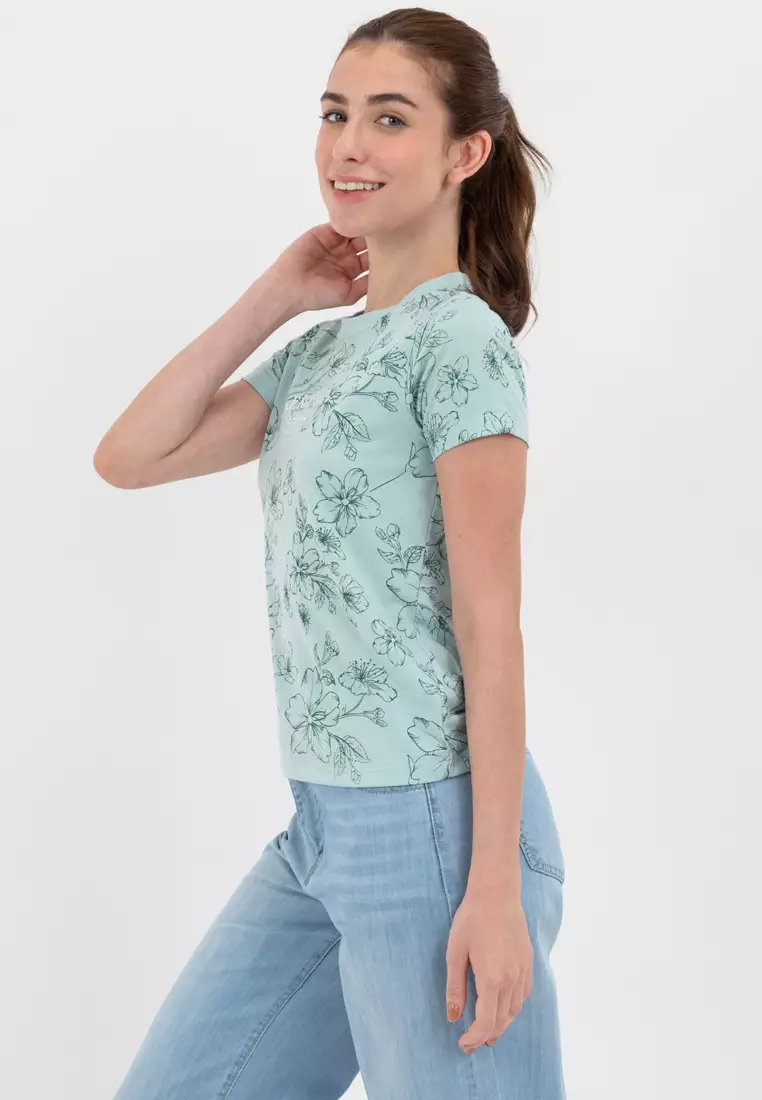 Online Exclusive Ladies All Over Print Tee Beryl Green