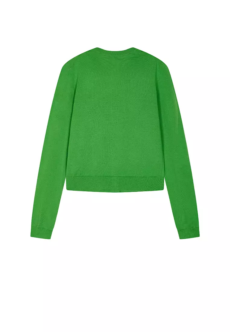 巴素兰羊毛修身短款开襟针织衫