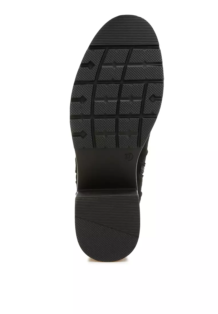 Sepatu Bot Ritsleting Microfiber Warna Hitam