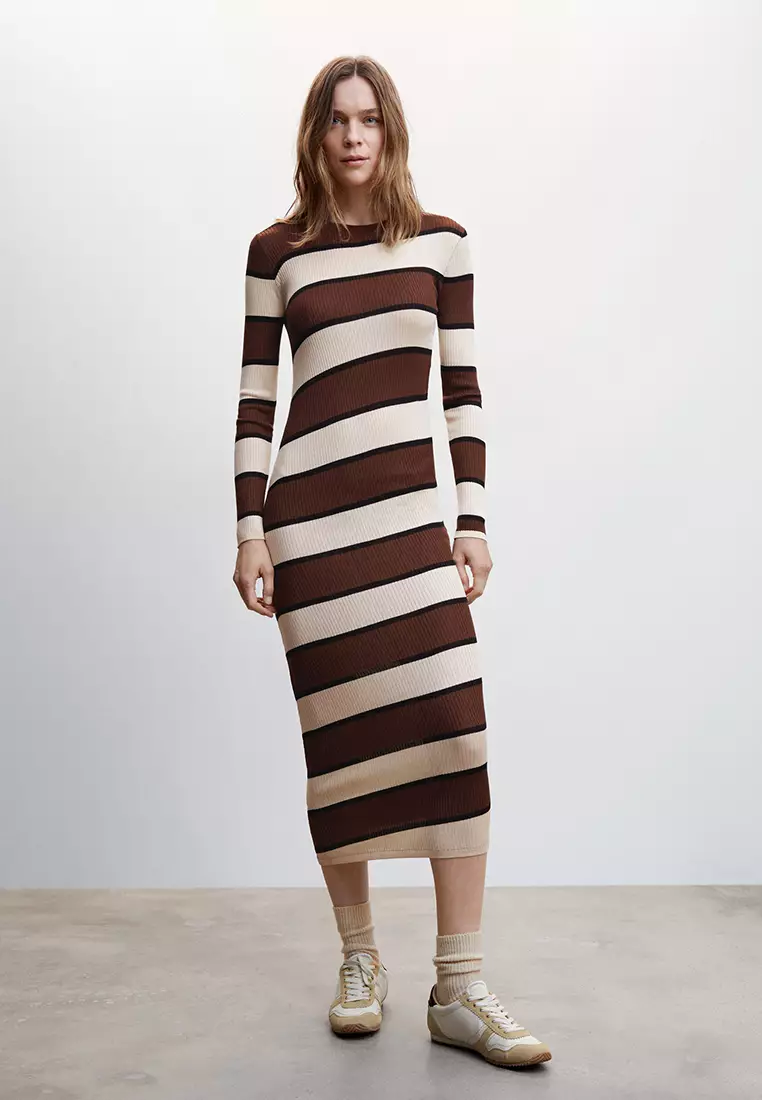 Buy Mango Striped Ribbed Knit Dress 2024 Online ZALORA Philippines