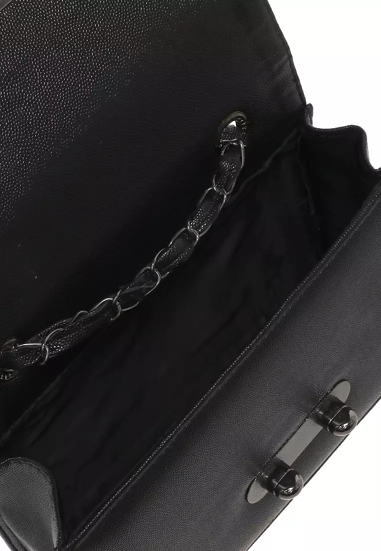 Tas Slempang Wanita Motif Polos Design Simple Crossbody Bag Women - Hitam