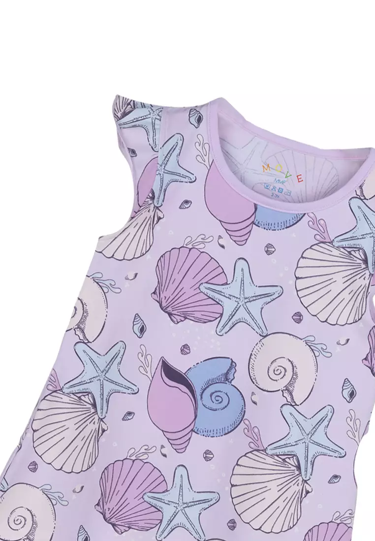 MMF Move Seashells Shirt Dress with Ruffle Sleeves