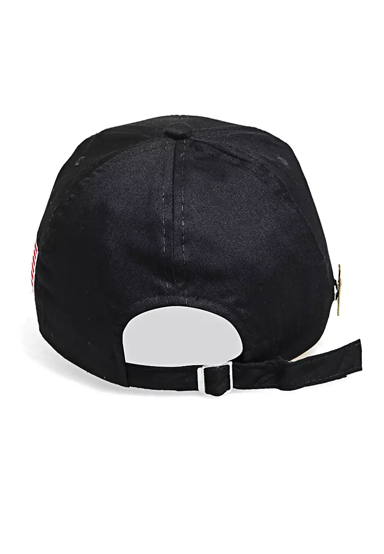 Maxton Topi Baseball Aksesoris Fashion Pria Flag Motive Resizable Strap Material Rafel ORIGINAL - Black