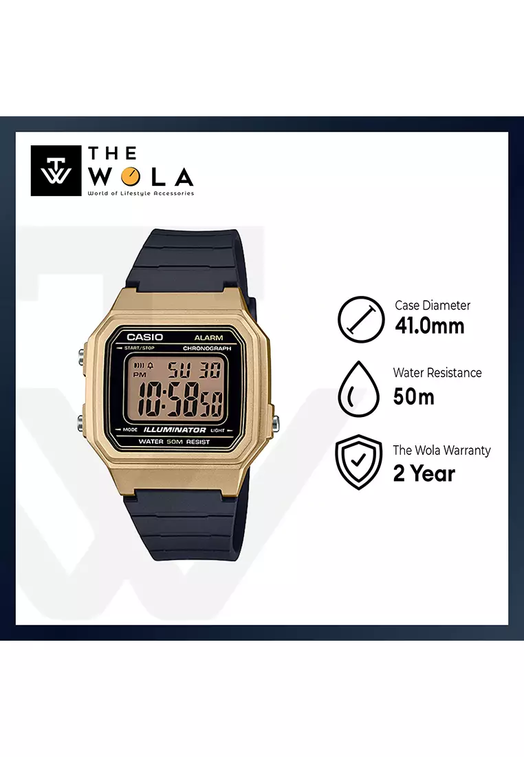 Men's Digita Watch W-217HM-9AV Gold dial with Black Resin Band