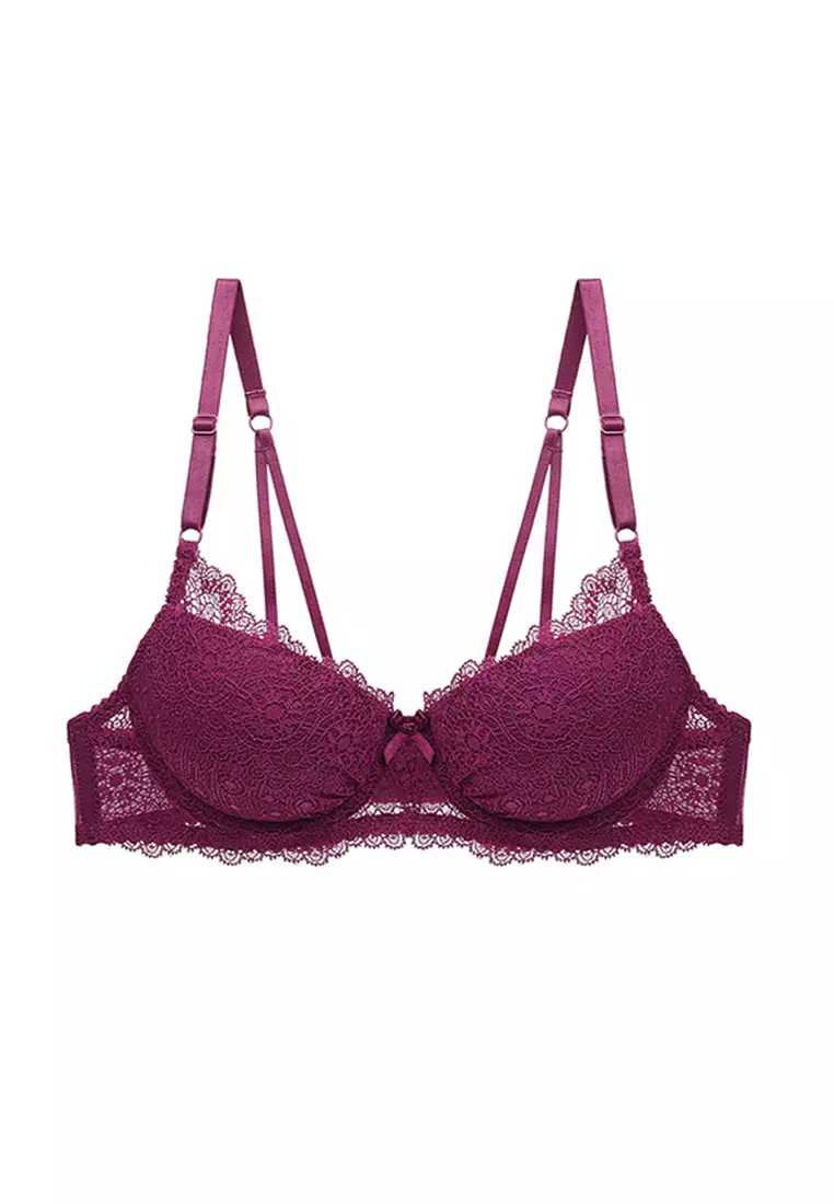 Women's European Style Sexy Lace-trimmed Lingerie Set (Bra And Underwear) - Red