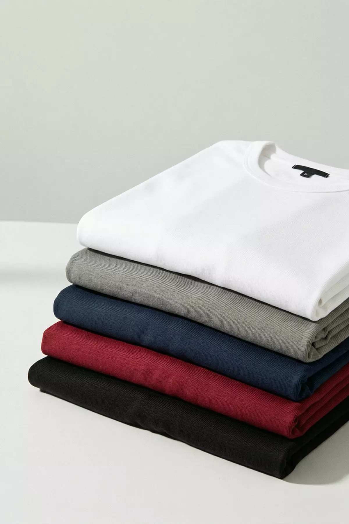 Black-White-Anthracite-Burgundy -Navy Blue Slim/Narrow 5-Pack Basic 100% Cotton T-Shirts Tmnaw20Ts0243