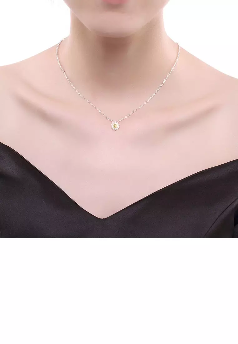 Buy Glamorousky 925 Sterling Silver Chrysanthemum Pendant Necklace