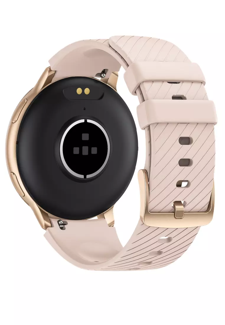 Unisex Round Smart Watch - 1.39 inch Large HD Screen - With 2 Rubber Straps (Black & Pink) - Rose Gold Color