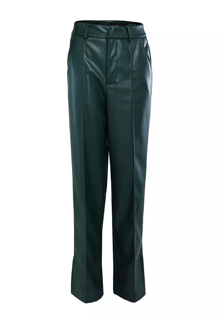 Bottle Green Ladies Straight Trousers
