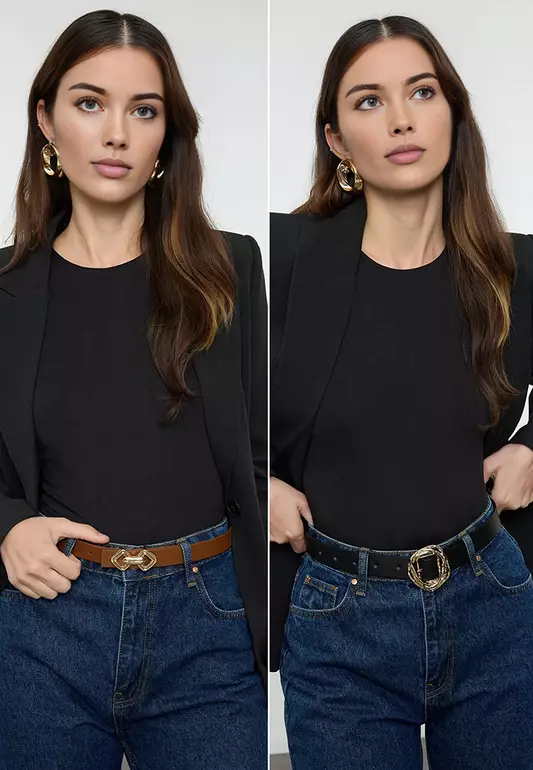 2 Pack Buckled Belt