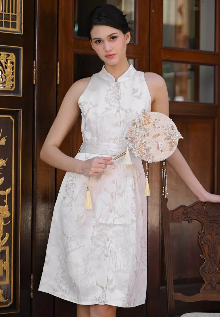 挂脖改良旗袍连衣裙