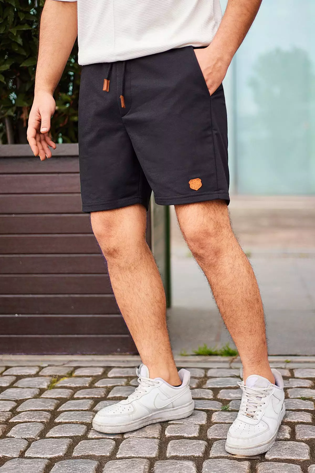 Label Woven Drawstring Shorts