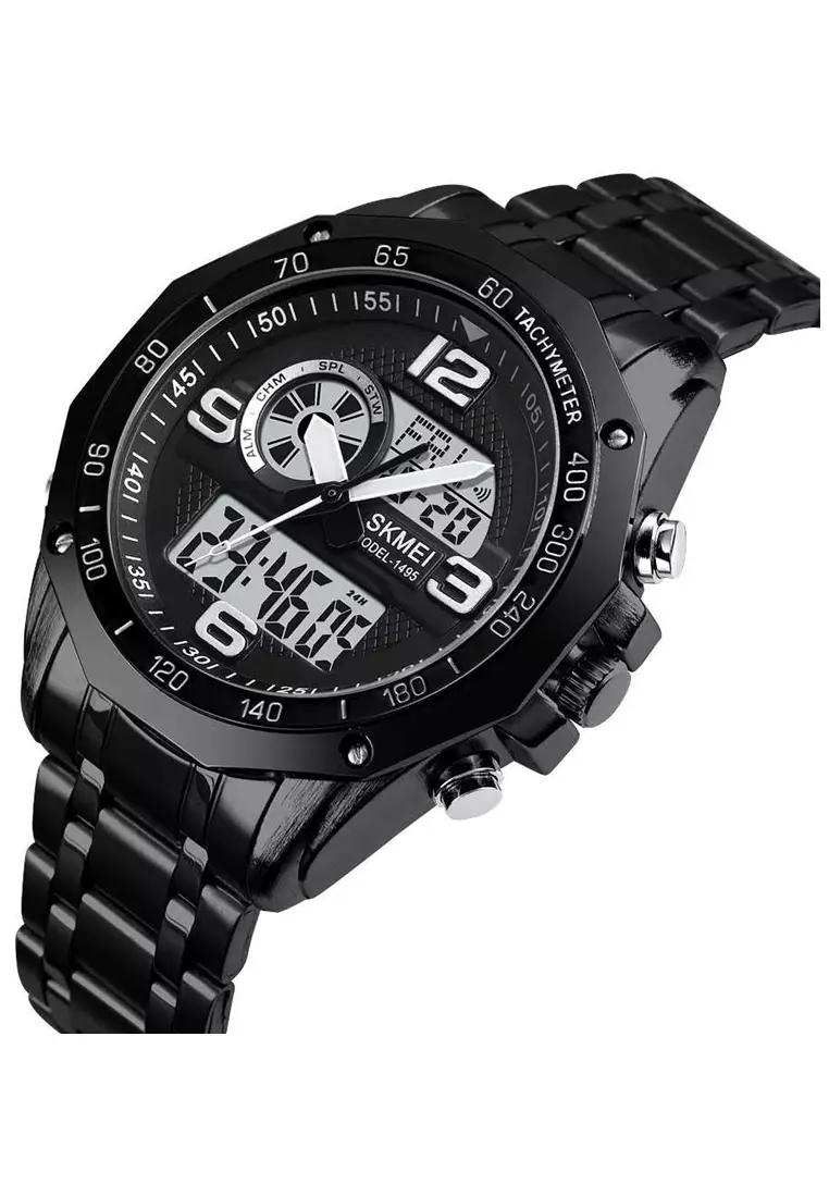 Jam Tangan Analog Digital Pria Waterproof Strap Tali Material Stainless Steel XV22 ORIGINAL