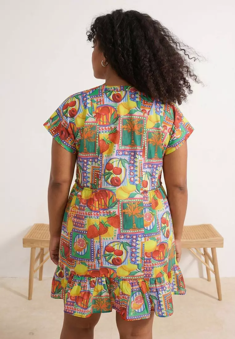Buy Trendyol Multi-Colored Fruit Patterned Plus Size Beach Dress Tbbss26Ah00093 2026 Online